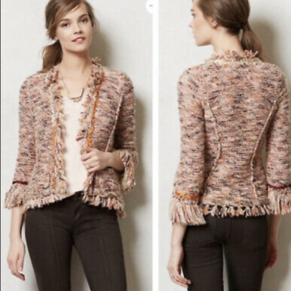 Anthropologie Angel of the North Fringed Sweater Cardigan L